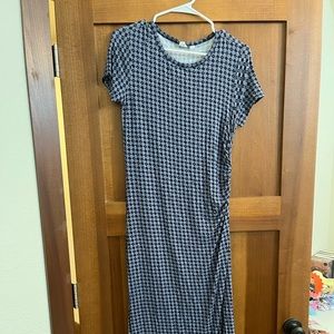 Small GAP Blue Bodycon Midi Dress with Side Ruching and Tie